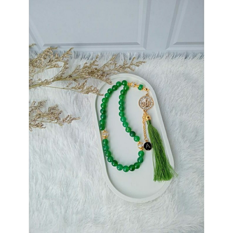 tasbih batu giok inisial nama / tasbih custom / tasbih batu giok