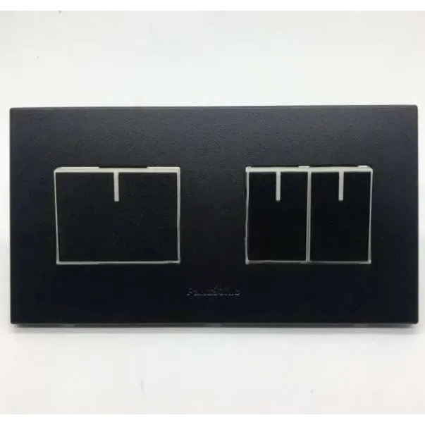 Saklar 3 gang switch panasonic Black Hitam Minimalis WESJ78049B