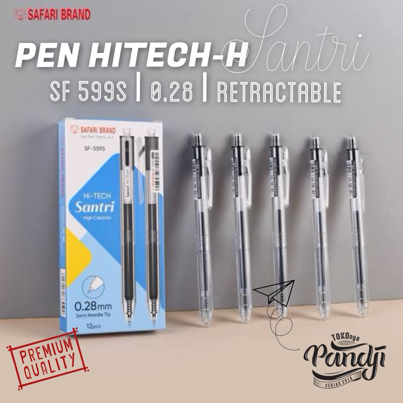 

PEN HITECH-H SAFARI SANTRI SF559 - SF 559S - SF 266 | 0.28mm | PEN MAKNA | WARNA BIRU dan HITAM | ECER