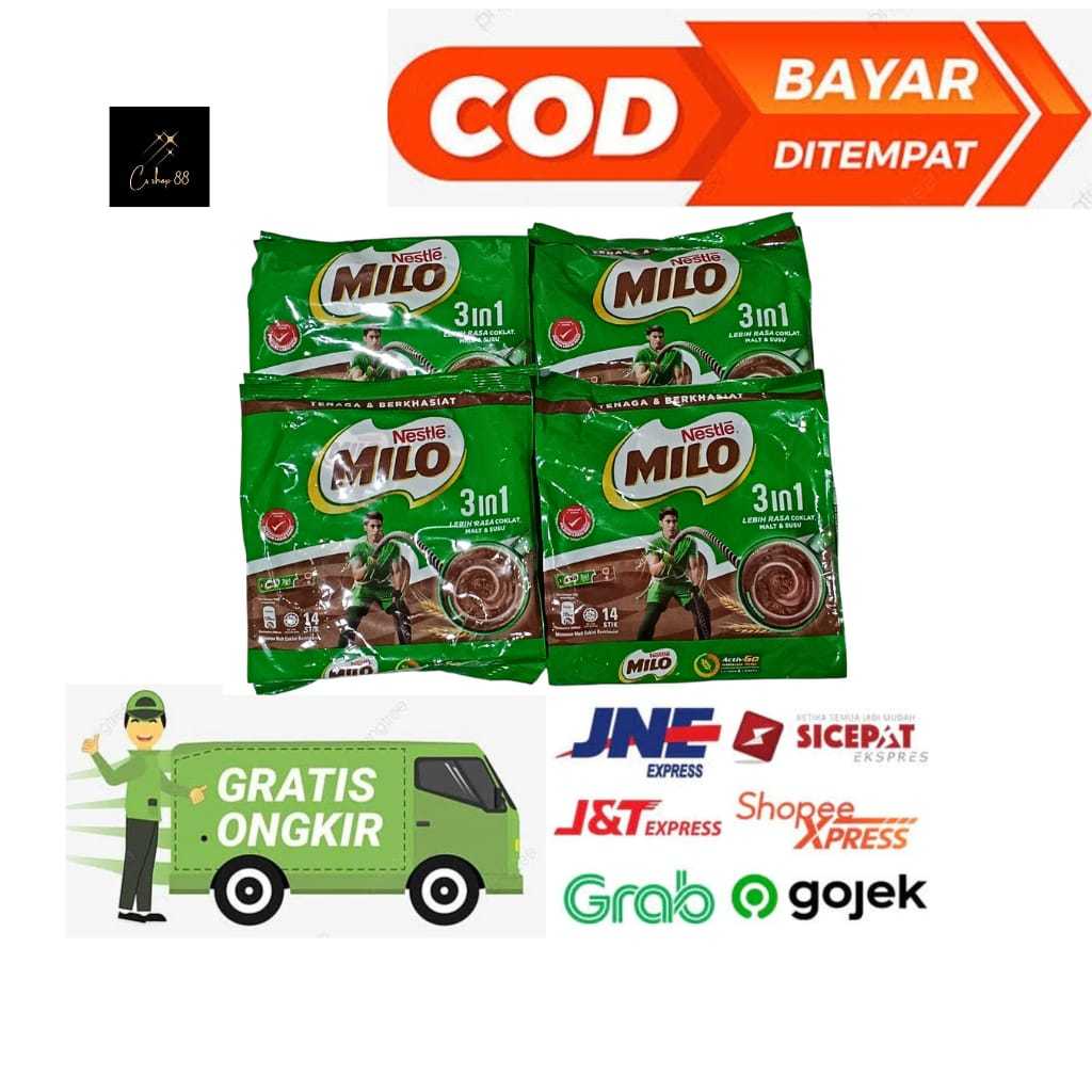 

Milo Sachet Isi 14 Stik Pek x 33gr Asli Malay Halal milo 3in1 coklat Nestle milo 1pax isi(14 sachet)milo malaysia malay EXP 31 OKT 2025