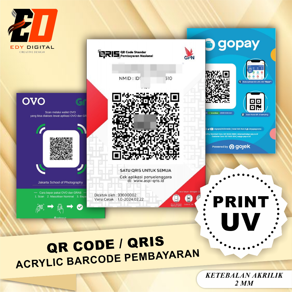 [Print UV] Standing Akrilik QR Code Barcode Qris Scan Pembayaran Akrilik Print UV