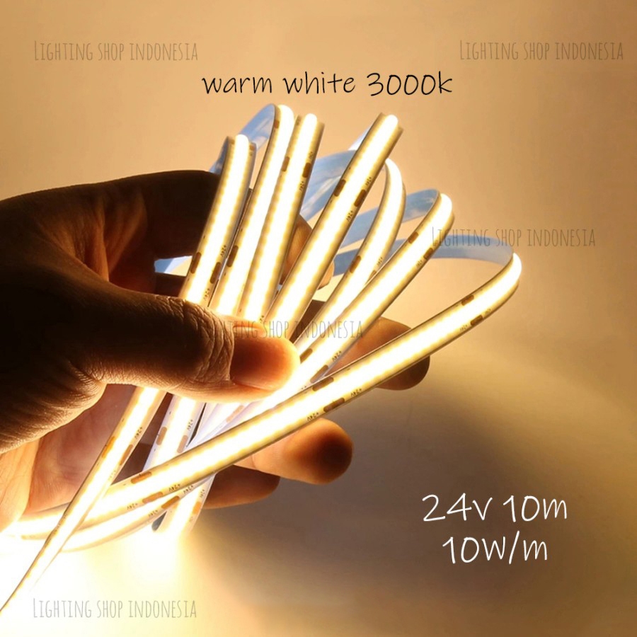 Lampu strip led dotless 24V 10meter 3000K 4000K 6000K cahaya Warm white Cool white Natural COB light