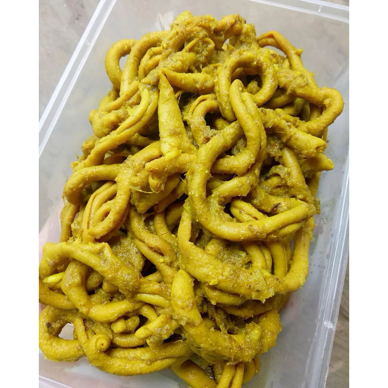 

usus ayam ungkep siap saji frozeen.usus ayam bumbu kuning