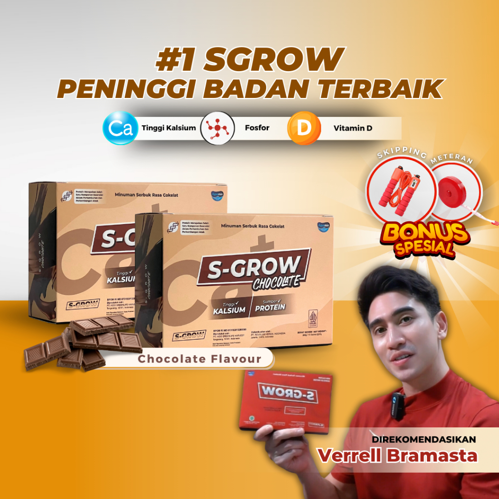 

S-GROW CHOCOLATE - Peninggi Badan Terbaik Untuk Remaja dan Dewasa 2 Box