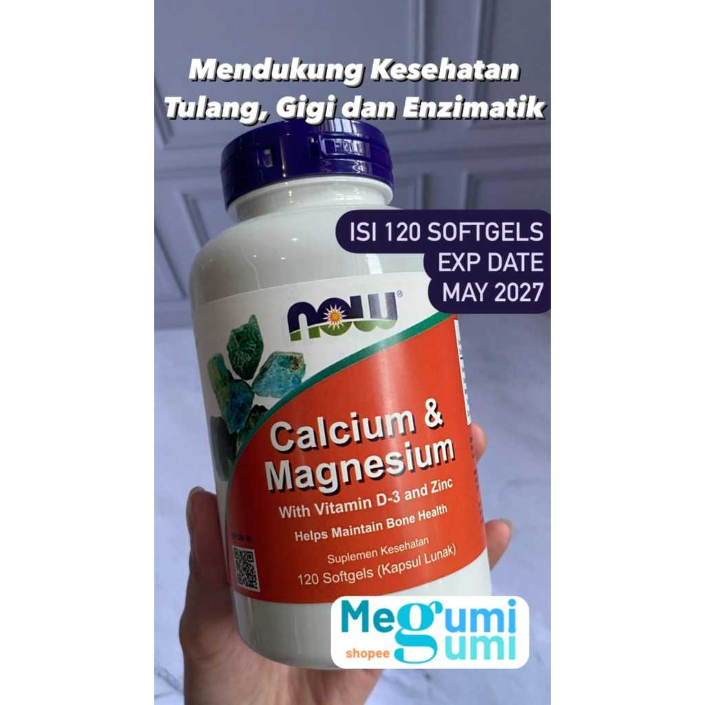 Now Calcium & Magnesium with Vitamin D-3 and Zinc Cal Mag D Suplemen Kesehatan Tulang 120Softgels