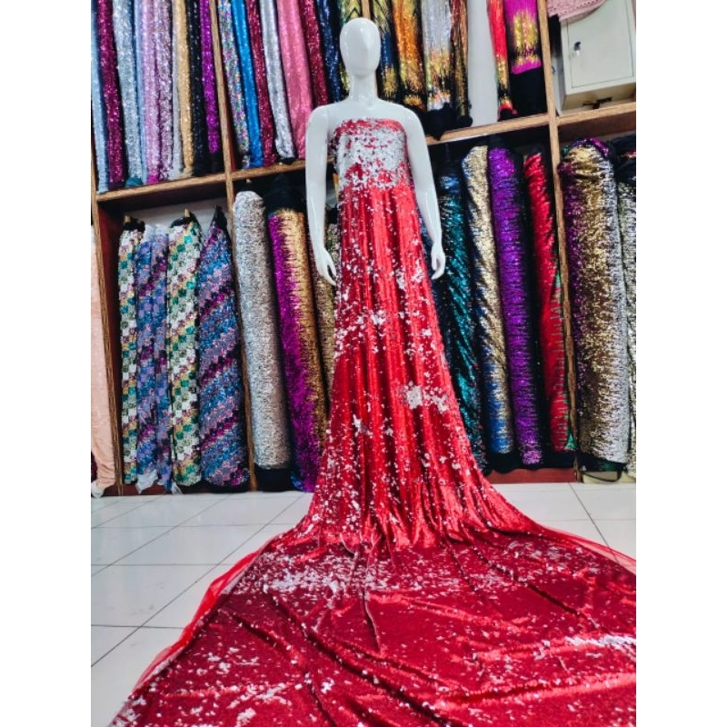 KAIN/BAHAN TILLE SEQUIN BOLAK BALIK 2 WARNA