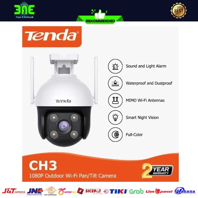 Tenda CH3 Outdoor 2MP Full HD 1080p Resolution LED Lamp Night Vision FUll Color PTZ 360 Derajat Ipca