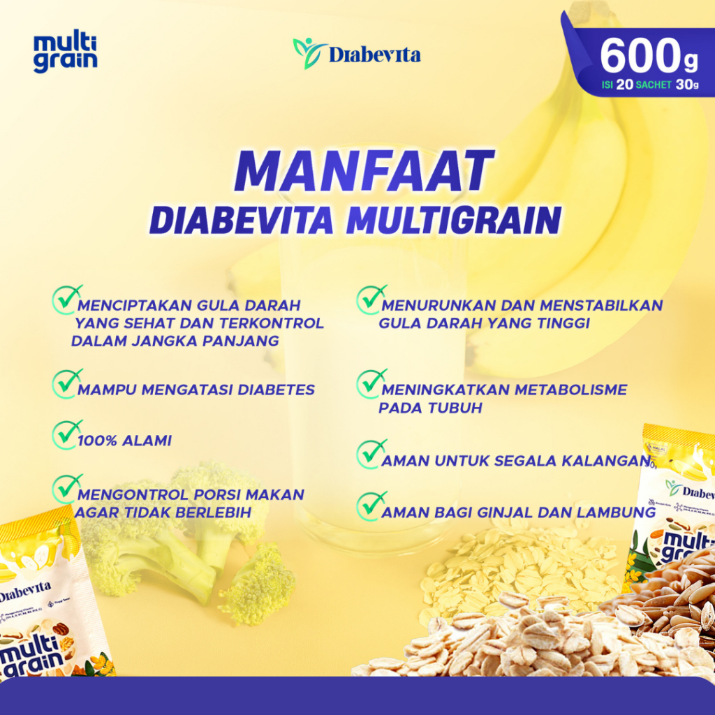 

Diabevita Multrain Rasa Pisang Vanila Minuman Untuk Diabetes Minuman Tinggi Serat Bebas Gula