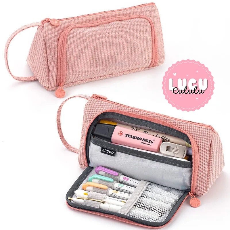 

Toddi Tempat Pensil Multi Layer Pencil Case Pouch Stationery - Hadiah Lucu - Pink