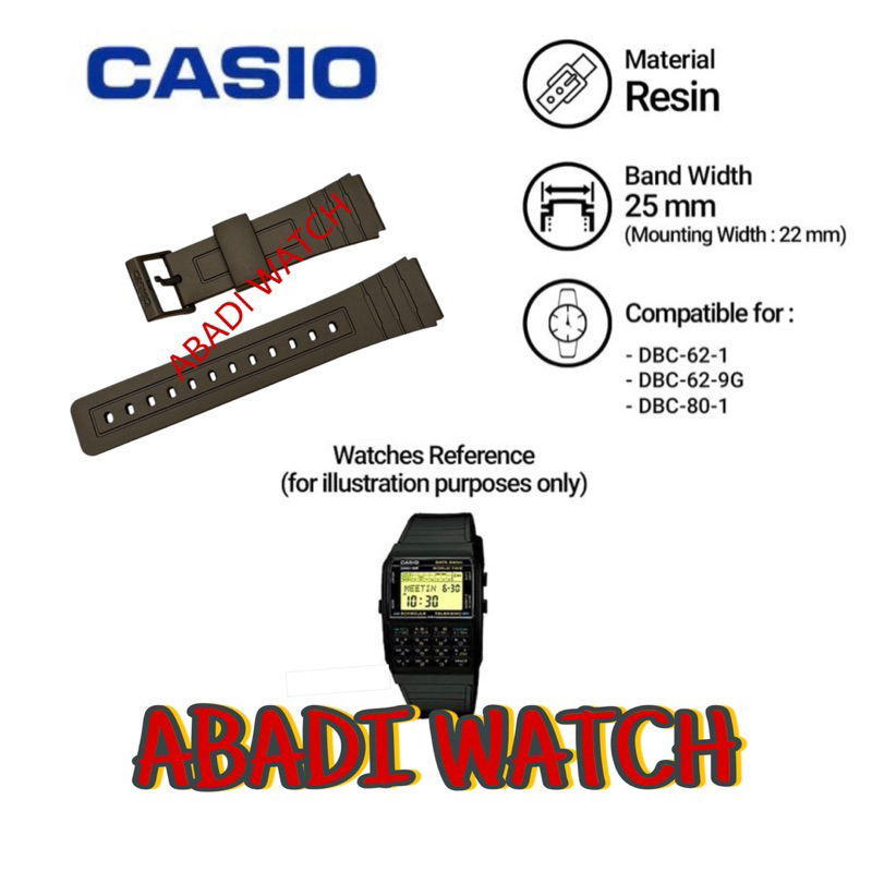 Tali Strap CASIO DBC-62 / DBC-80 25mm Black Resin