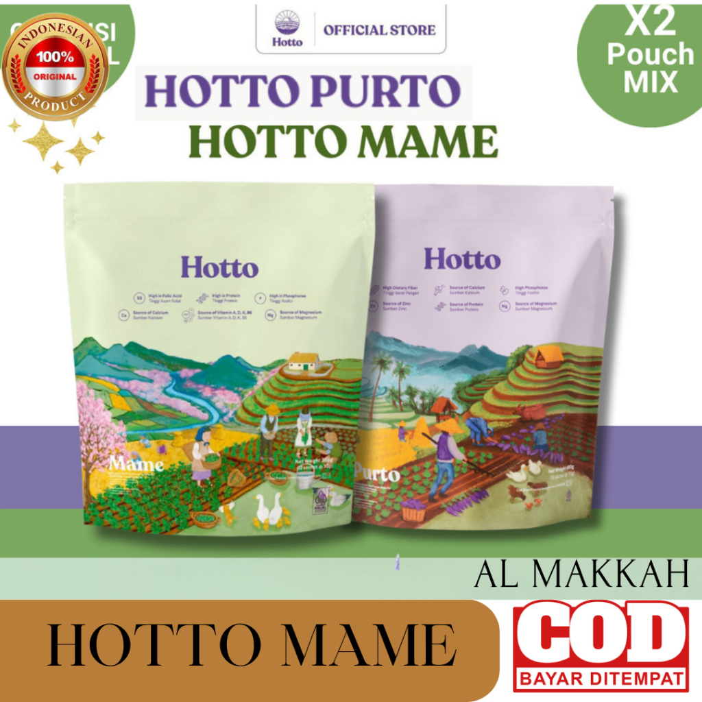 

Hotto Mame dan Purto MIX 2 Pouch (28 Sachet) Multigrain Tinggi Protein dengan Edamame + Multigrain dengan Ubi Ungu Superfood