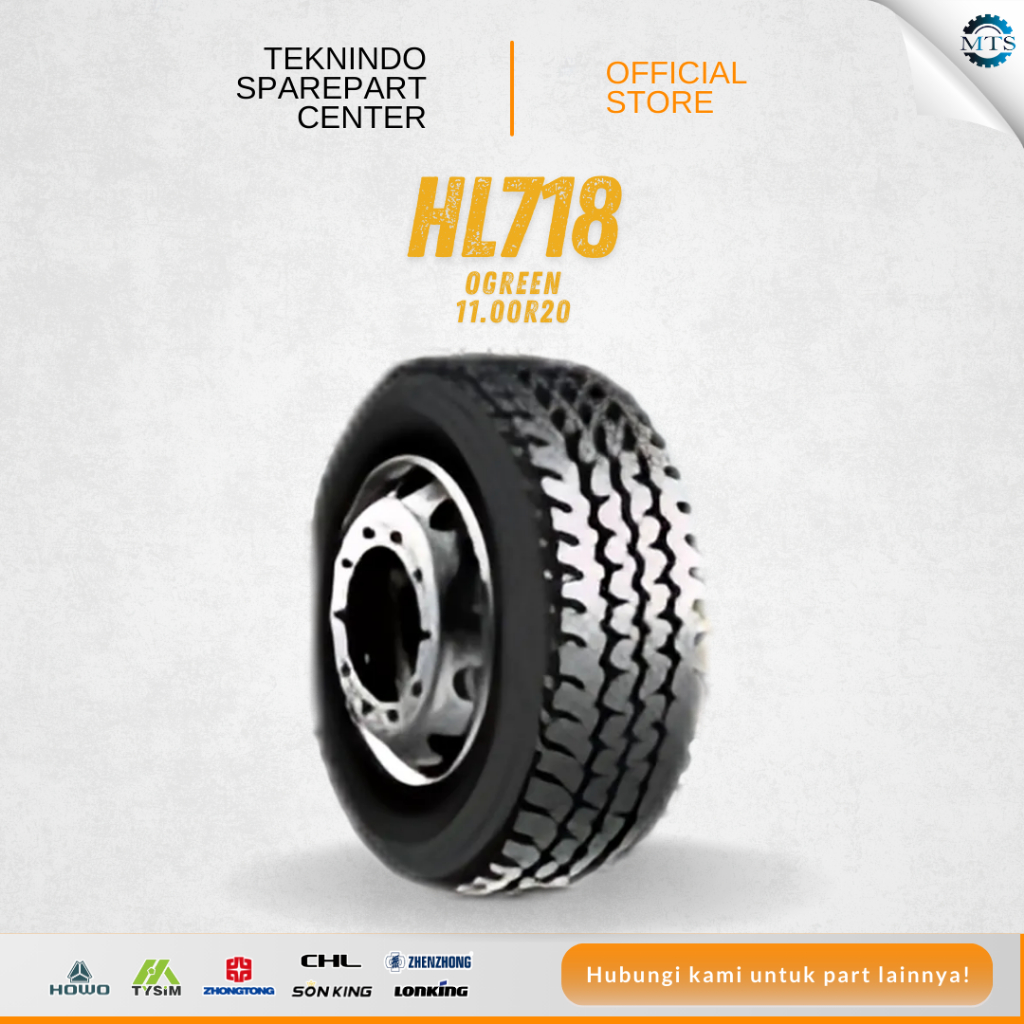 Ban Dump Truck / DT Set Tipe HL718 Uk. 11.00R20 Ogreen |  RIM R20 Ban Luar, Ban Dalam, Flap