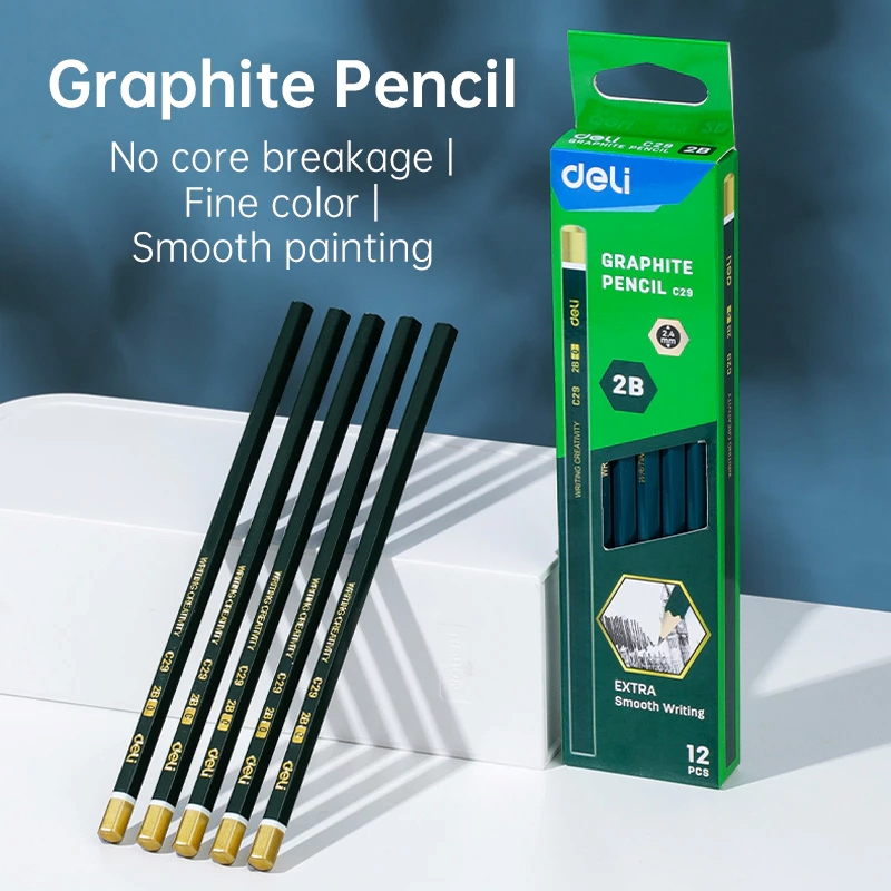 

Deli Graphite Pencil / Pensil Kayu 2B Isi 12 Nyaman Digenggam EC29