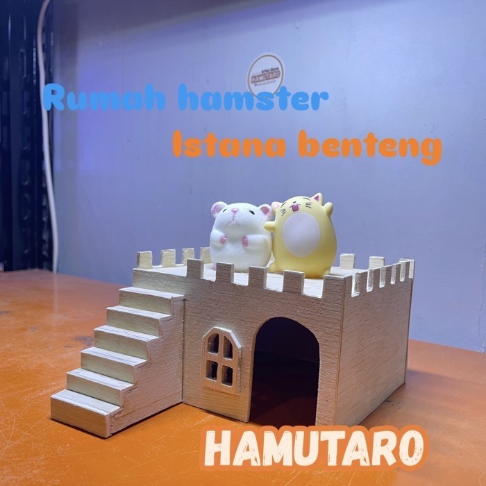 Rumah Hamster Istana Benteng Model Kayu , Mainan Hamster Kayu