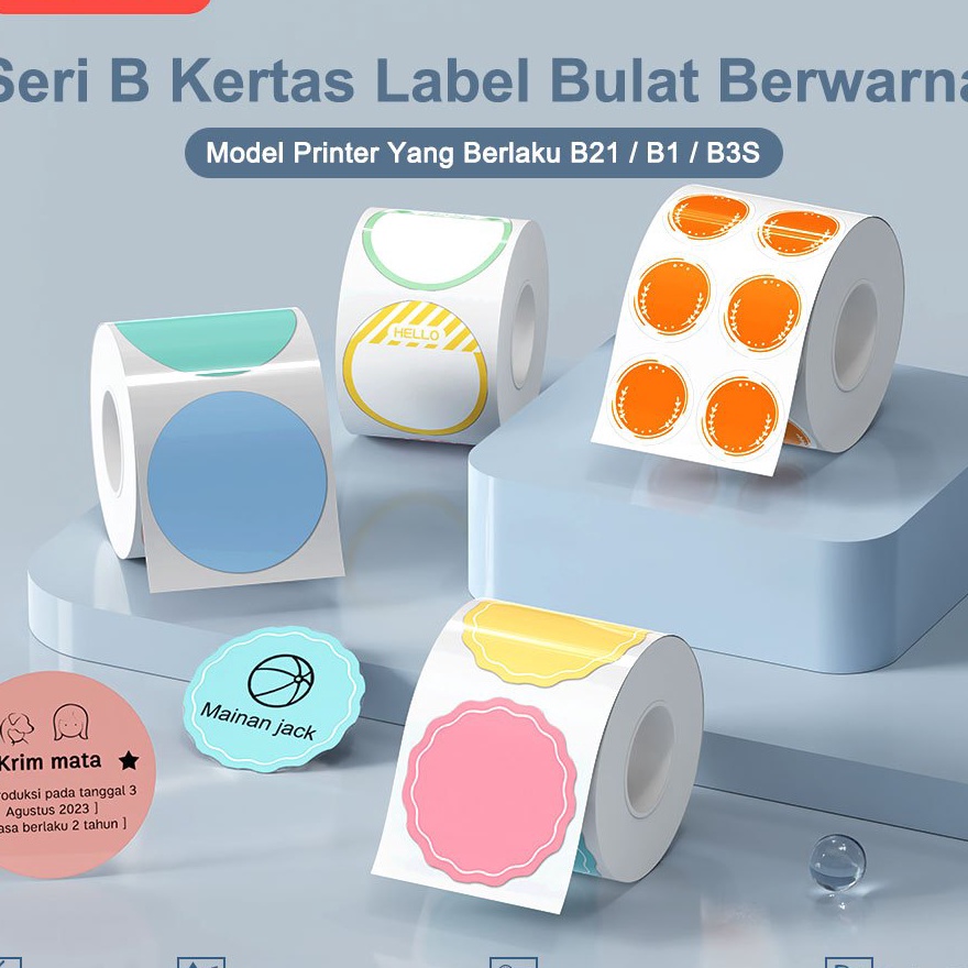 

Kilat NIIMBOT B21B1B3S Stiker Label Bulat TransparanWarnaPutih Stiker Penyegel Kue Makanan