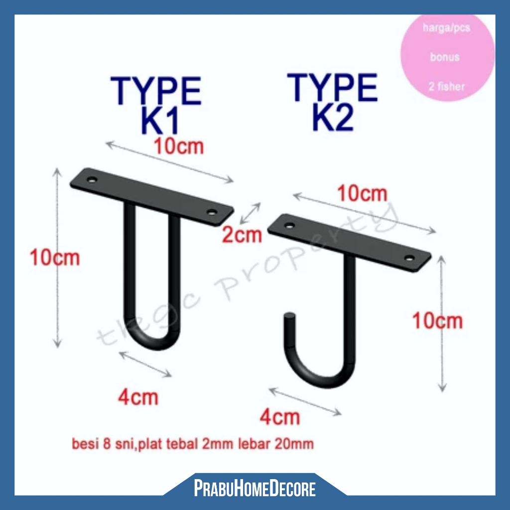 Pengait Besi Gantungan Baju jemuran Satuan Minimalis Tempel Dinding | Besi Siku Cantolan Hanger Jemu