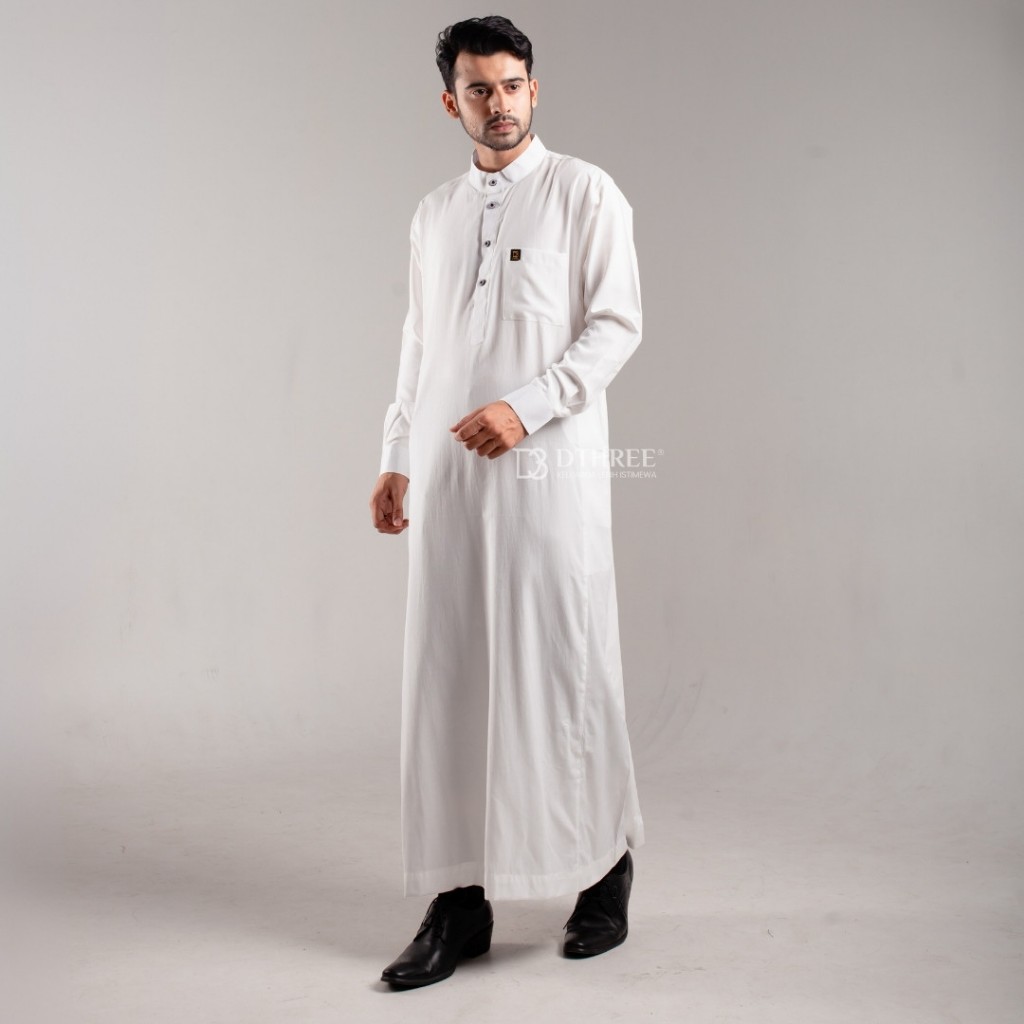BEST SALE Dthree - Rumi Jubah ( Putih ) Thobe Slim fit Dewasa Lengan Panjang Jubah Pria Dewasa Jubah