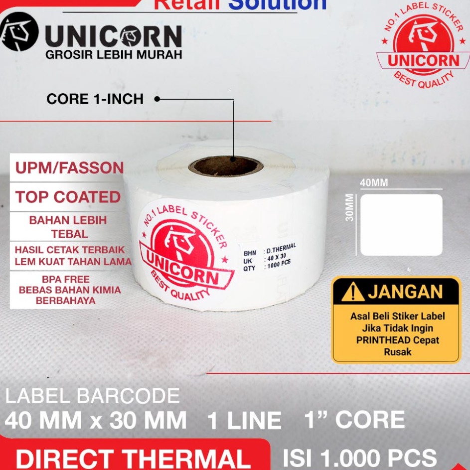

Langka Unicorn Stiker Label Barcode Thermal 4x3 mm 4 x 3 mm 4x3mm 4x3CM