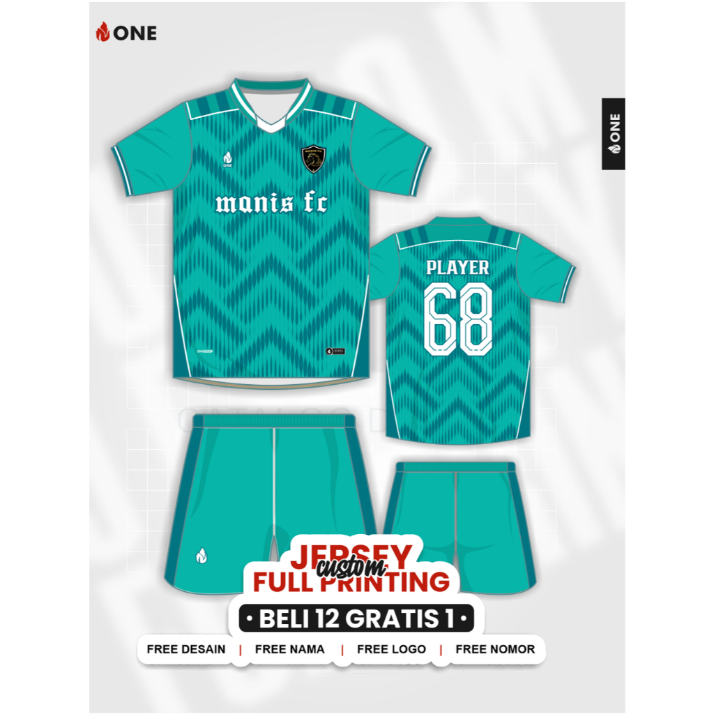 ONE APPAREL - CUSTOM JERSEY STELAN FULL PRINTING - FUTSAL, SEPAKBOLA, VOLI, BASKET - FREE DESAIN