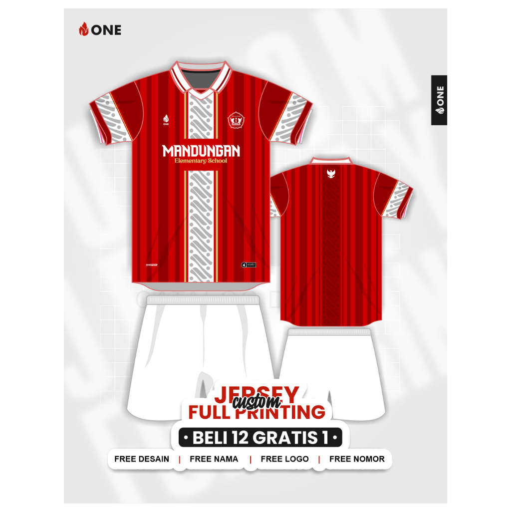 ONE APPAREL - CUSTOM JERSEY STELAN FULL PRINTING - FUTSAL, SEPAKBOLA, VOLI, BASKET - FREE DESAIN