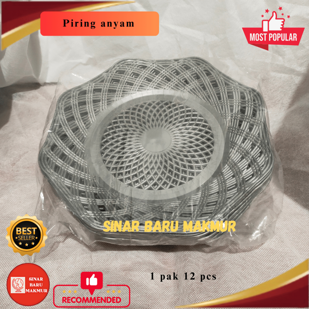 Piring anyam abu plastik / Piring plastik rotan / piring anyam