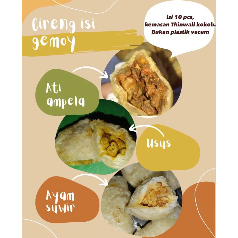 

ISI 10 PCS KEMASAN THINWAL - Cireng isi fresh diproduksi setiap hari tanpa pengawet