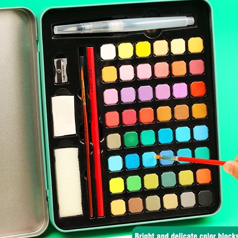 

Ready3648 warna Solid Watercolor Paint Set Cat Air Padat Warna Terang Dengan Kuas Air Otomatis ART G1N5