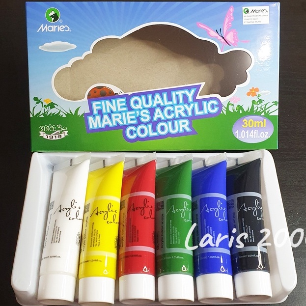 

KP8 Cat Akrilik Set 6 Acrylic Paint Set Maries 3 ml Warna Dasar