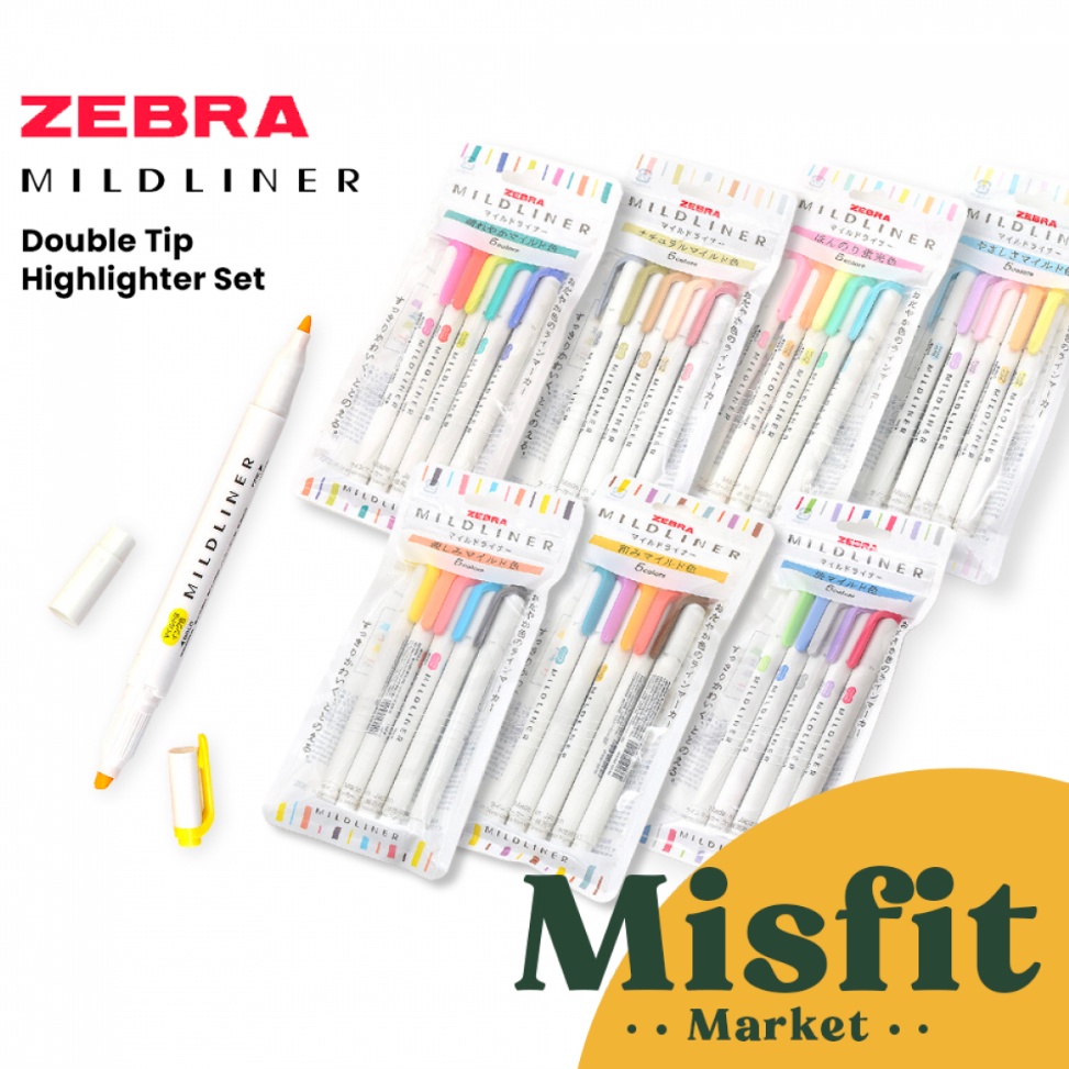 

ART E3W6 Zebra Mildliner SET Double Tip Highlighter Midliner Pastel Warna