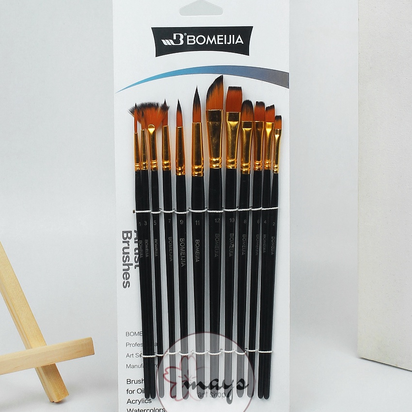 

Beli 12 Pcs Kuas Lukis Set Isi 12 Pcs Premium Quality Artist Paint Brush Kipas Fan Flat Round Angular Lancip Acrylic Oil Watercolor