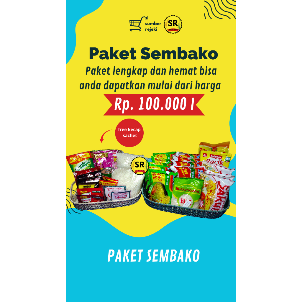 PAKET SEMBAKO KOMPLIT 100 RB MURAH HEMAT LENGKAP . PAKET HAMPERS SEMBAKO MURAH LEBARAN MUNGGAHAN