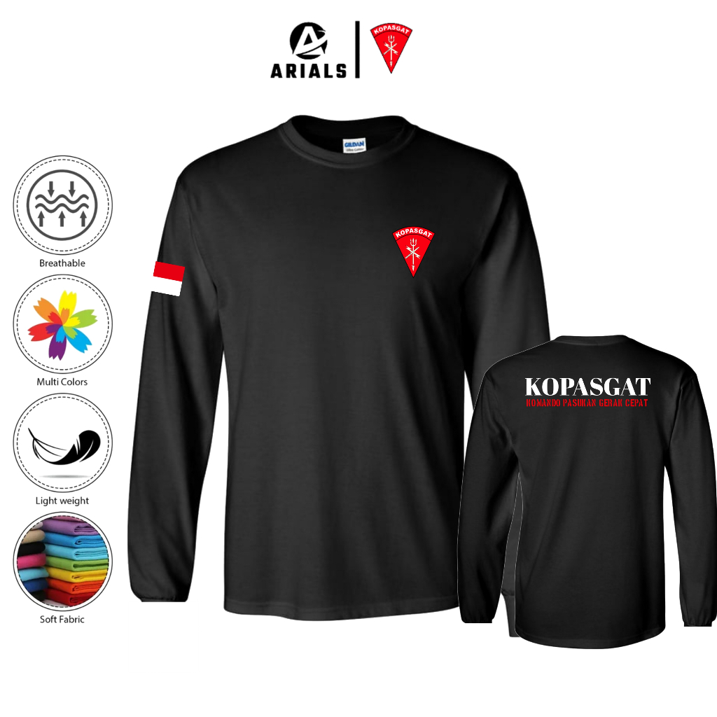 Arials Kaos Baju Lengan Panjang KOPASGAT Komando Pasukan Gerak Cepat