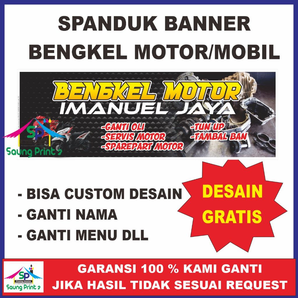 Spanduk Bengkel Mobil Bisa Request Desain
