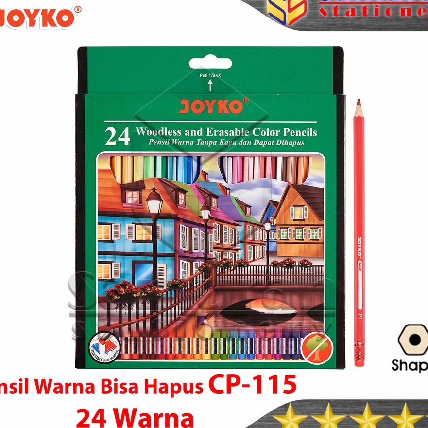 

FG2 Pensil Warna Joyko 115 24 Warna Panjang Bisa Hapus Color Pencil 24 Colours Erasable CP115