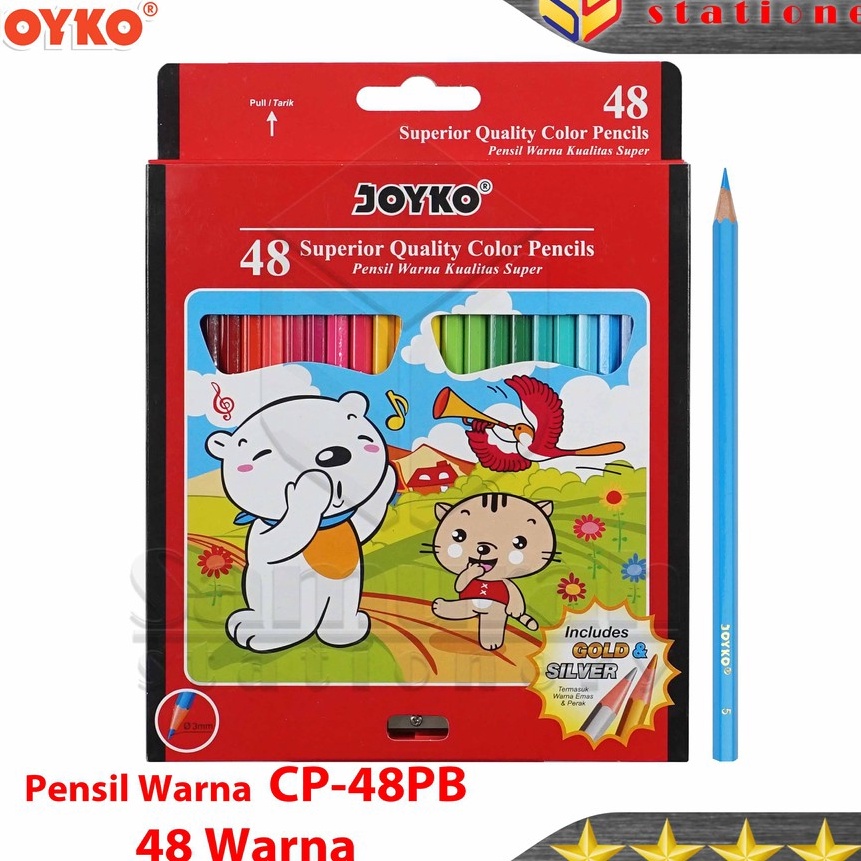 

Langka Pensil Warna Joyko 48 PB Isi 48 Warna Panjang Color Pencil 48 Colors Long CP48PB