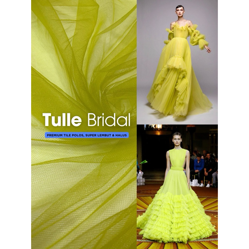 Tulle Bridal / Kain Tile Polos / Tile Premium / Kain Kombinasi Gaun / Kain Baju Pesta