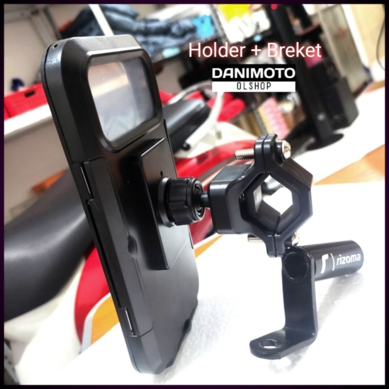 Holder HP Waterproof Anti Air Hujan Universal Bahan ABS Spion Stang Motor New Nmax Vario PCX ADV 160