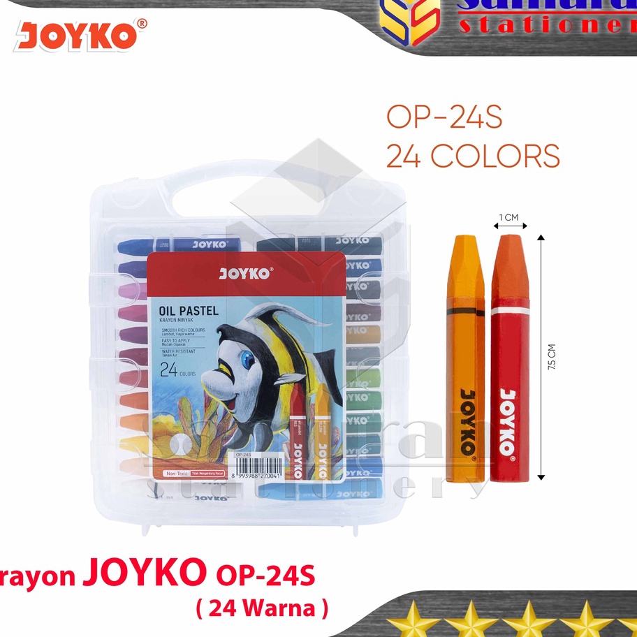 

KP8 Crayon Joyko OP24s Krayon Minyak isi 24 Warna Oil Pastel OP 24S For Drawing Water Resistant Non Toxic