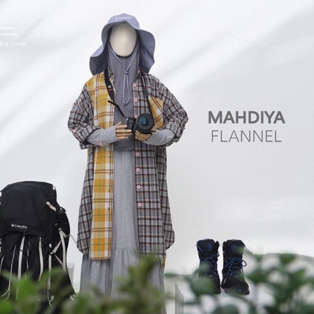 OUTER FLANNEL NUSSEYBA / MAHDIYA MIKHAYLA FLANNEL NUSSEYBA / LONG JACKET MUSLIMAH / OUTER CARDIGAN M