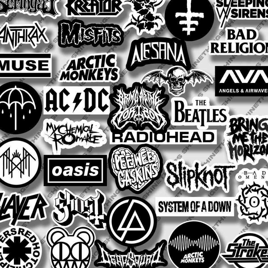 

Top 34 pcs Stiker helm band metal BMTH MCR SLIPKNOT Sticker case black white aesthetic Laptop tumbler