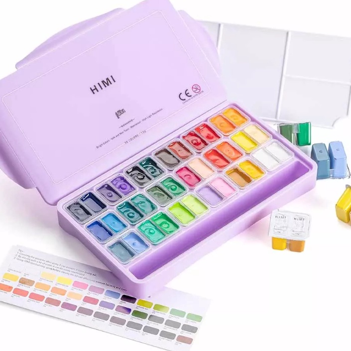 

FG2 MIYA HIMI Gouache Paint Set 12 G Isi 36 Warna Cat Gouache Set 12 gr x 36 Colors Lukis Mewarna Anak