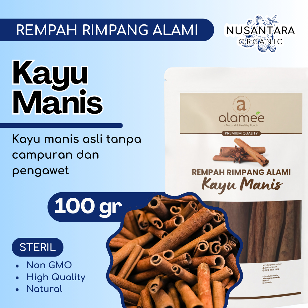

ALAMEE Kayu Manis Kering 100 gram Cinnamon Powder Rempah Rimpang Organik Bumbu Masakan Alami