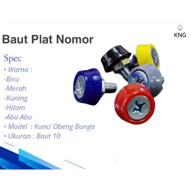 Baut Plat Nomor Motor Model Obeng Plus Monel dan Ring Variasi Warna Harga Satuan