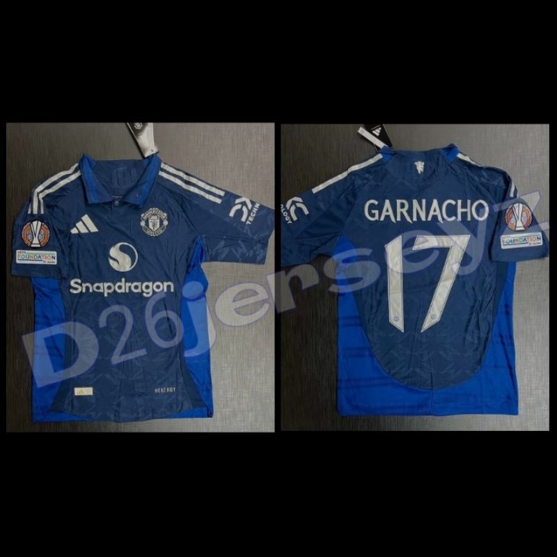 Jersey EmyuU MU Away Player Issue 2024 / 2025 + Cetak Nama Nameset GARNACHO 17 / B. FERNANDES 8 / Cu