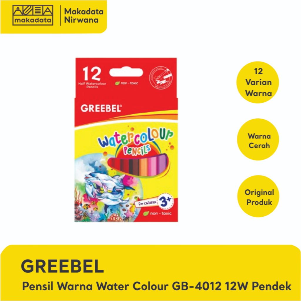 

GREEBEL PENSIL/PENCIL WARNA WATERCOLOUR GB-4012 PENDEK 12 WARNA (1 PCS)