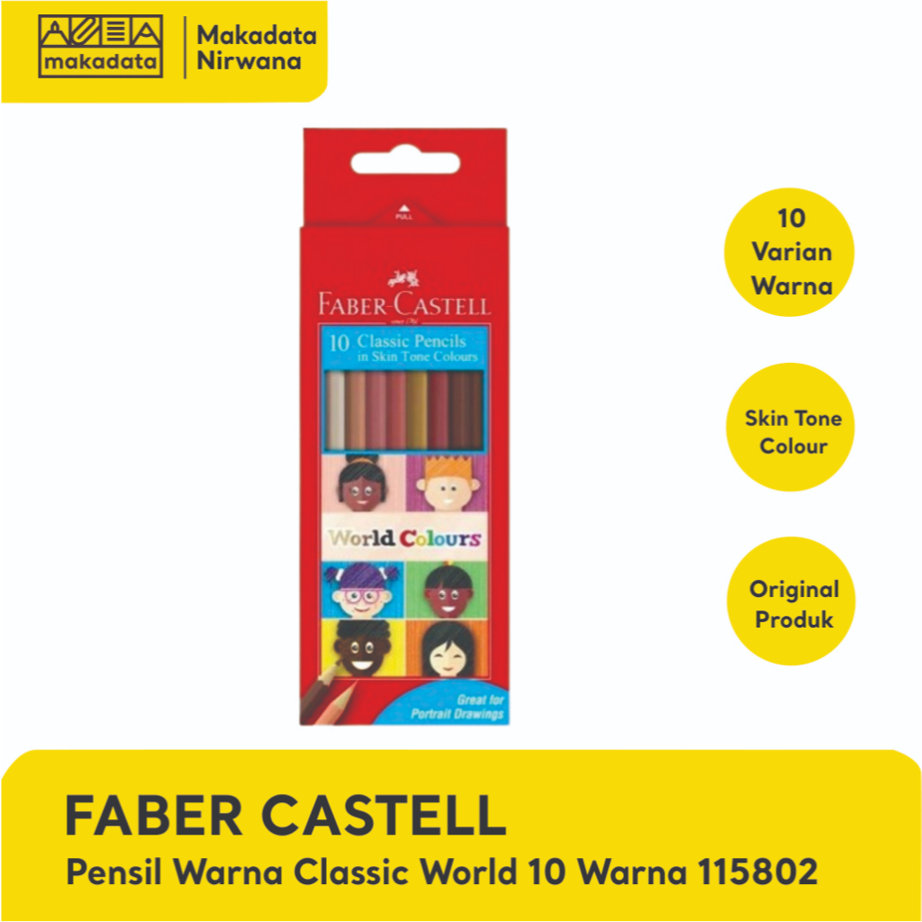 

FABER CASTELL PENSIL/PENCIL WARNA CLASSIC WORLD 10 WARNA (1 PCS)