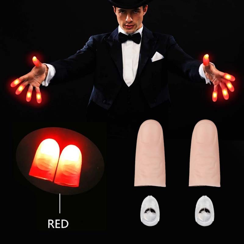 2pcs Mainan Jempol Sulap Lampu Led Alat Sulap Jempol Alat Sulap Jari Alat Sulap Kain Menghilang