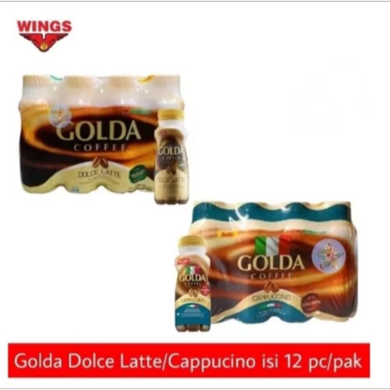 

GOLDA cappuccino 1 pack isi 12 botol|GOLDA latte 1 pack isi 12 botol 200ml