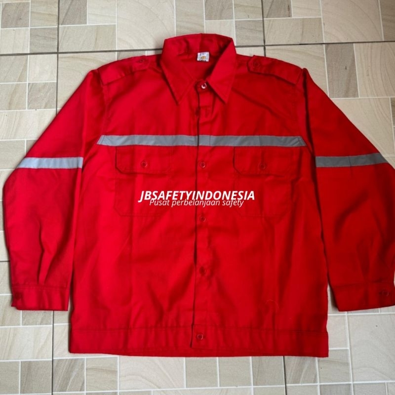 BAJU KERJA PRIA LENGAN PANJANG WARNA MERAH - WEARPACK SAFETY ATASAN LENGAN PANJANG