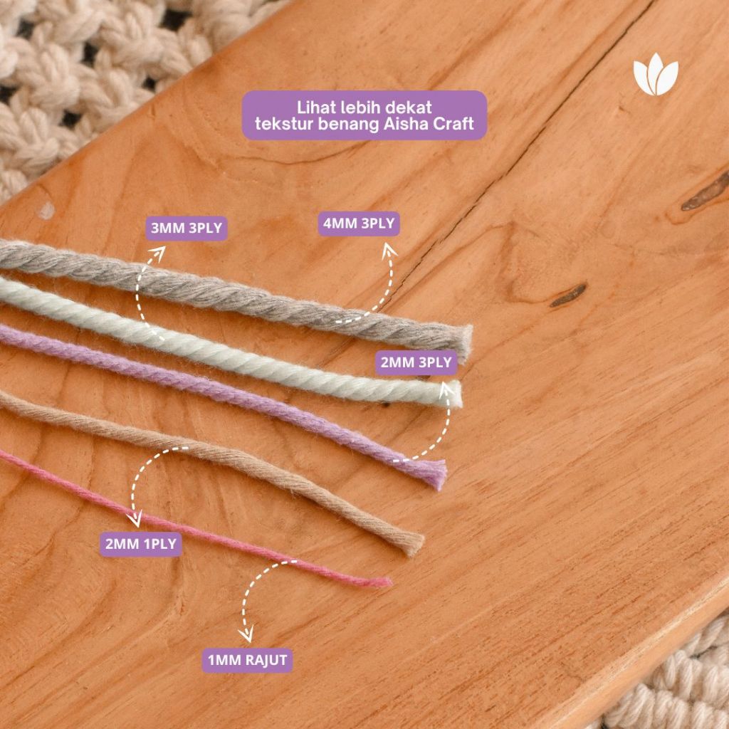 Partenzil Tali Katun Macrame Warna 3Mm 500Gr 3Ply Berkualitas